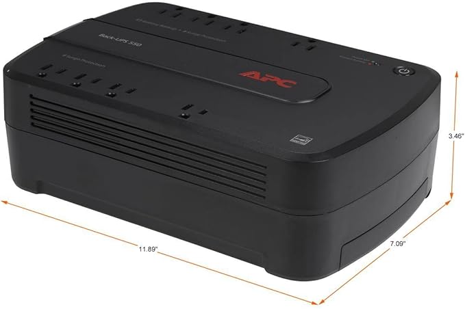 APC Back-UPS 550VA / 330W Battery Backup & Surge Protector, 8 Outlets, RJ45 Ethernet Protection, BE550G Uninterruptible Power Supply for Computers, Wireless Routers, and Home Office Electronics