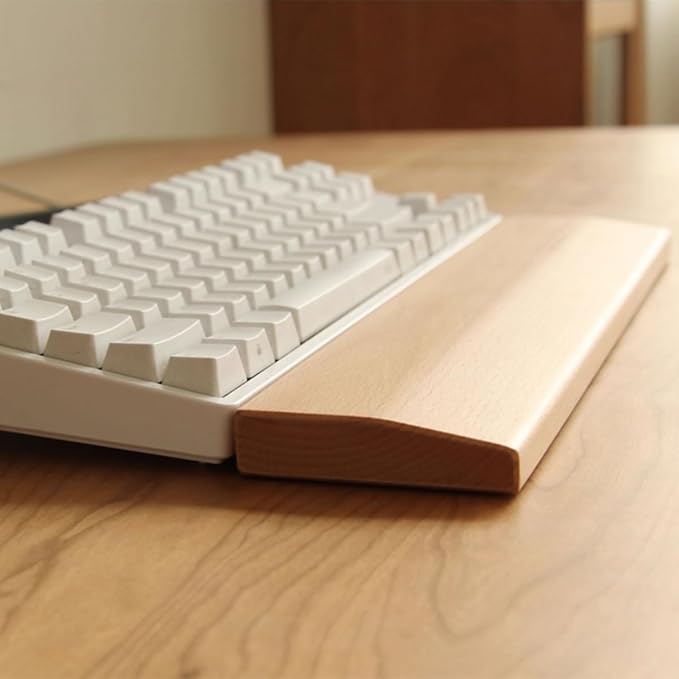 HomeDo Wooden Wrist Rest for Mechanical Keyboards, Support pad for Palm, Ergonomic Rest for Typing and Gaming,Palm Rest,Hand Rest (Beech,11.81”x3.15”(61 Key 60%))