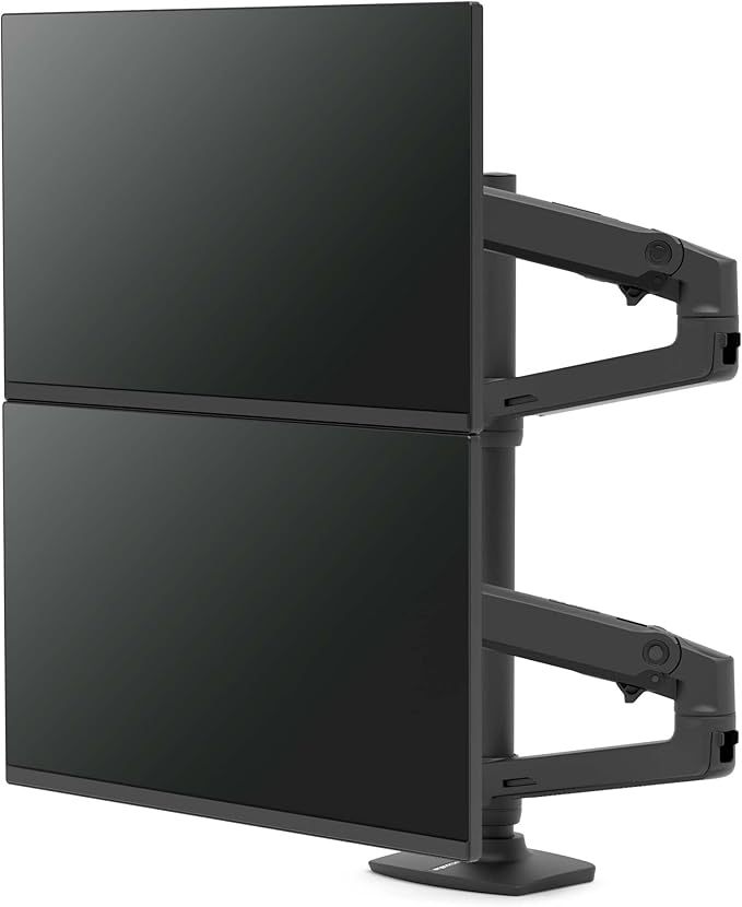 Ergotron – LX Vertical Stacking Dual Monitor Arm, VESA Desk Mount – for 2 Monitors Up to 40 Inches, 7 to 22 lbs Each – Tall Pole, Matte Black