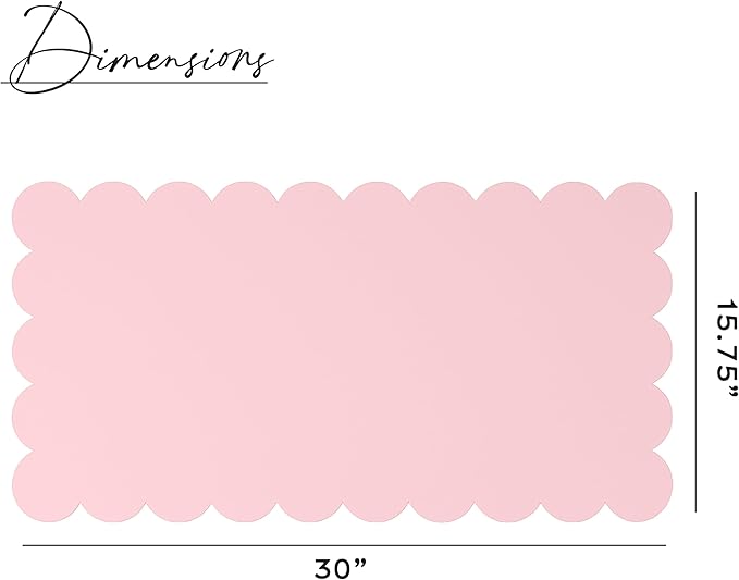 Orelle Pink Scalloped Desk Mat | Vegan Leather Desk Mat for Keyboard and Mouse, Laptop, Makeup Vanity | Computer Desk Pad Mat | Office Desk Cover Mat | Desk Blotter Mat | 30 x 15” | Pink