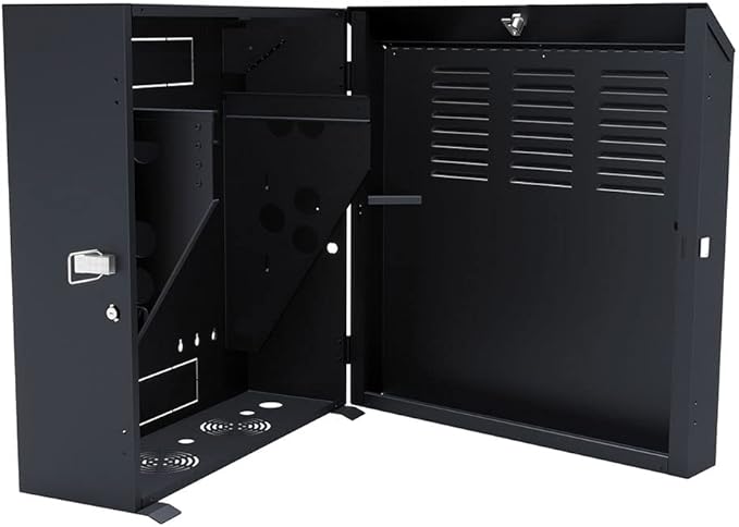 NavePoint 6U Vertical Server Rack Enclosure, Low Profile, 16.7" Deep, Max Weight Capacity 132lbs - 6U Network Cabinet Vertical Wall Mount, Perforated, Black
