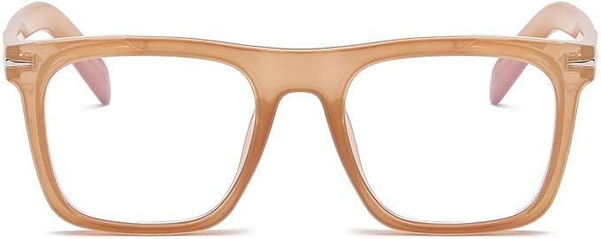 NIDOVIX Trendy Square Blue Light Blocking Glasses for Men Women, Fashion Frame Non-prescription Computer Glasses (Amber)