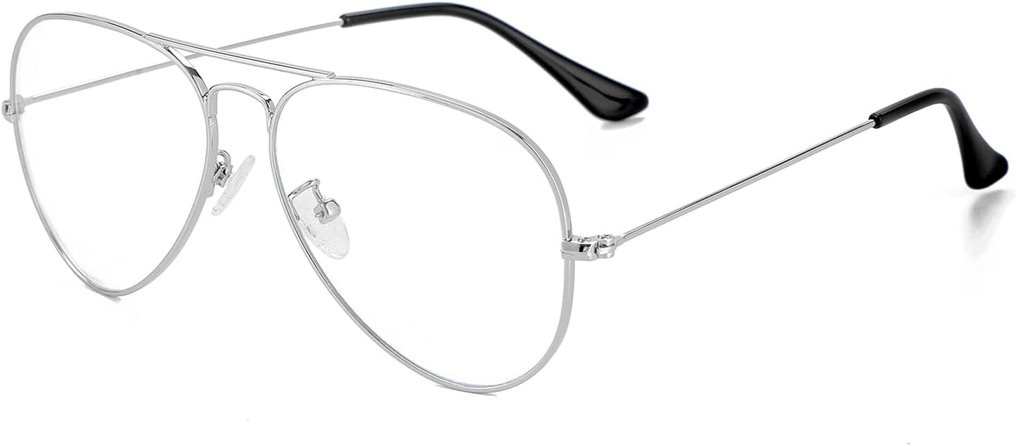 Gleyemor Blue Light Aviator Glasses for Women Men, Metal Frame Anti Blue Light Lens Computer Glasses
