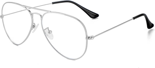 Gleyemor Blue Light Aviator Glasses for Women Men, Metal Frame Anti Blue Light Lens Computer Glasses
