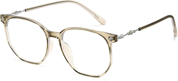 Cyxus Retro Blue Light Glasses Men - Square TR90 Metal Blowline Frame Stylish Trendy for Computer Daily Work 8252
