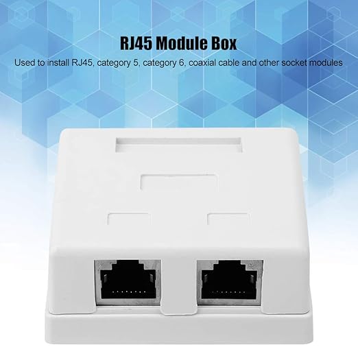 Double Port Desktop Network Module Box Shielded Cat 6 RJ45 8P8C Integrated Housing for Category 5 and Category 6 Multimedia Components Polycarbonate Shell Phosphor Bronze Contacts