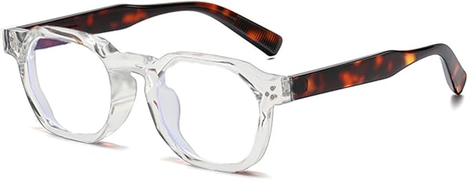 AIEYEZO Retro Blue Light Glasses for Men Women Square Thick Framed Eyeglasses Trendy Vintage Computer Glasses