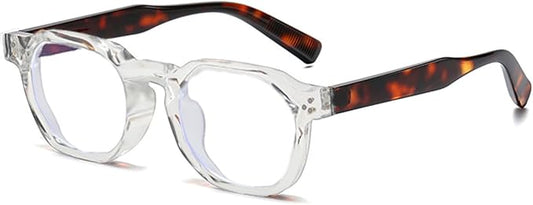 AIEYEZO Retro Blue Light Glasses for Men Women Square Thick Framed Eyeglasses Trendy Vintage Computer Glasses