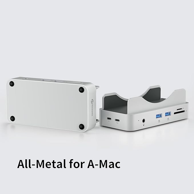 PHIXERO PSE Dock Stand for Mac mini M4 with 1TB NVMe SSD, 6-in-1 Aluminum Hub, 10Gbps USB-A, SD/TF Reader, Stand Docking Station for Mac mini M4/M4 Pro