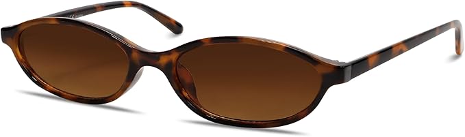 Retro Oval Sunglasses for Women Chic Cat Eye 90s Sunnies Lightweight Narrow Shades Trendy UV protection Sun Glasses