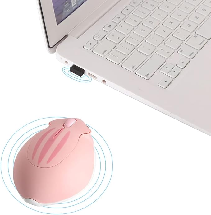 elec Space Cute Animal Hamster Shape Wireless Mouse - Silent, 3-Button Design for Laptop & PC; Includes Random Color Cable Clip - Perfect Computer MousePink
