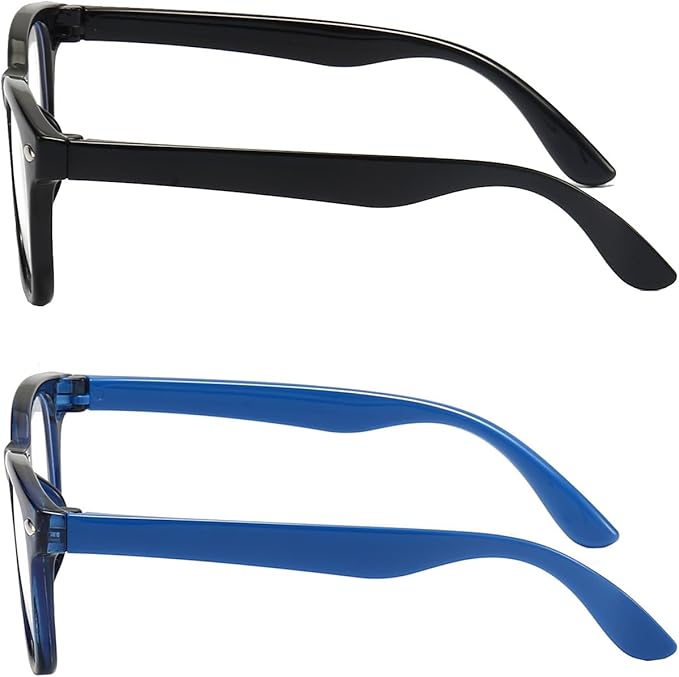 2 Pack kids Blue Light Blocking Glasses For Girls And Boys Computer Blue Light Blocking Glasses For Age 3-11 (Black + Dark blue)