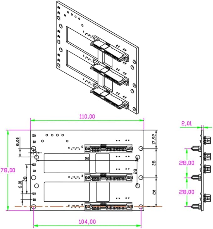 JMT NAS Chassis Adapter SATA 2.5/3.5 inch Hard Drive Backplane 6G High Speed Storage Server Backplane with SATA7P Interface (NAS-S 3Bay)