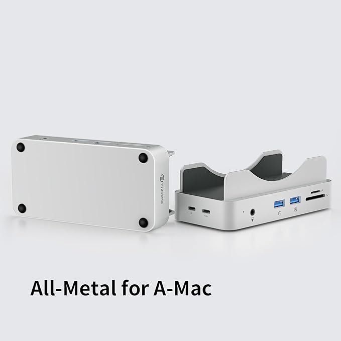 PHIXERO PSE Dock Stand for Mac mini M4 with 2TB NVMe SSD, 6-in-1 Aluminum Hub, 10Gbps USB-A, SD/TF Reader, Stand Docking Station for Mac mini M4/M4 Pro
