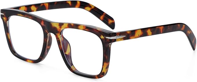 NIDOVIX Trendy Square Blue Light Blocking Glasses for Men Women, Fashion Frame Non-prescription Computer Glasses (Tortoise)