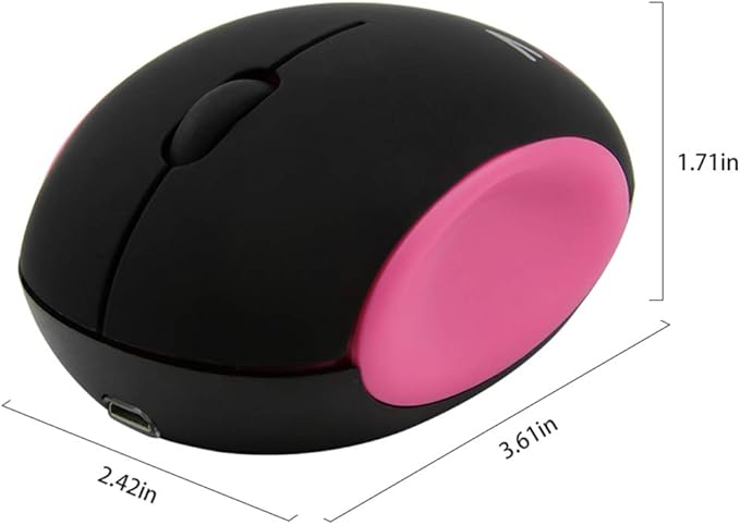 3C Light 2.4GHz Wireless Cute Small Silent Portable Mini Rechargeable Optical Mouse - 3 Buttons, Cordless for Laptop, Desktop, PC, Notebook (Red)