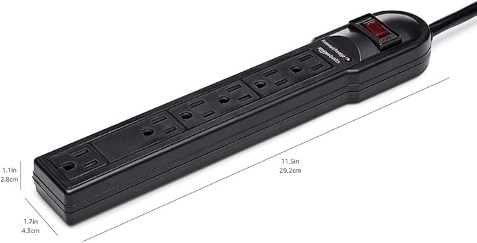 Amazon Basics Surge Protector Power Strip, 6-Outlet, 790 Joules, Circuit Breaker, LED Indicator, 6ft Extension Cord, Black, 10-Pack