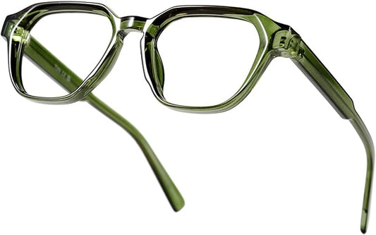 TIJN Blue Light Blocking Glasses, Anti Eyestrain UV Protection, TR90 Square Frame Glasses Chic Preppy Look for Women and Men