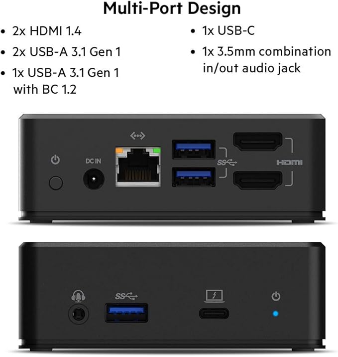 Belkin USB-C Dual Display Docking Station - Type-C, USB 3.2 Gen 1, Black