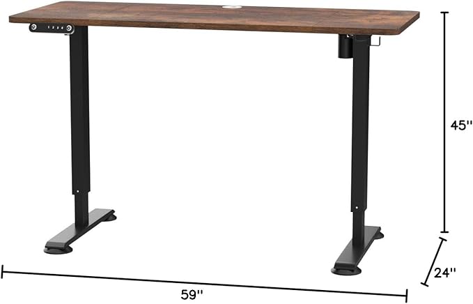 farexon Electric Standing Desk Adjustable Height, 63x24 Inches Computer Gaming Desk with Rolling Wheels, Mouse Pad,Multifunctional Stand up Desk for Home/Office(Brown)