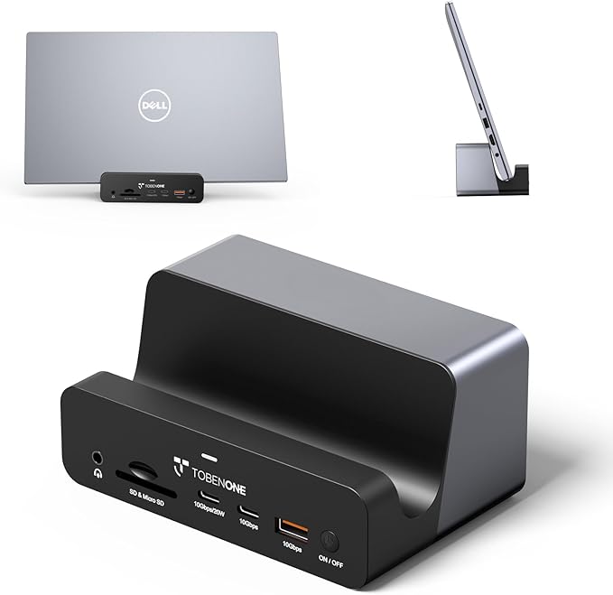 TobenONE 18-in-1 Triple 4K@60Hz Monitor Docking Station with 150W Power Supply, USB C Laptop Docking Station Stand(Single 4K@144Hz), 2.5Gbps Ethernet, 2 HDMI & DP, 8 USB, for Windows&ChromeOS