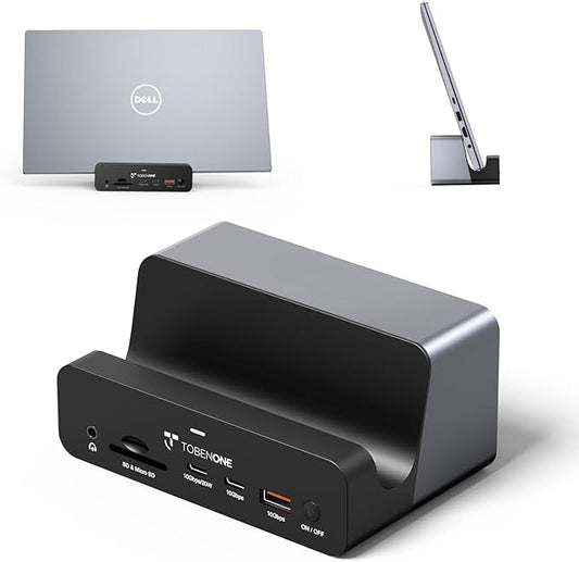 TobenONE 18-in-1 Triple 4K@60Hz Monitor Docking Station with 150W Power Supply, USB C Laptop Docking Station Stand(Single 4K@144Hz), 2.5Gbps Ethernet, 2 HDMI & DP, 8 USB, for Windows&ChromeOS