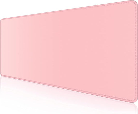 Dapesuom Large Mouse Pad, Extended Gaming Mouse Mat with Stitched Edges, Full Size Desk Mats with Non-Slip Base, Computer Big Desktop Keyboard Pad for Gamer, Laptop, Office, 23.6 x 11.8 in, Pink