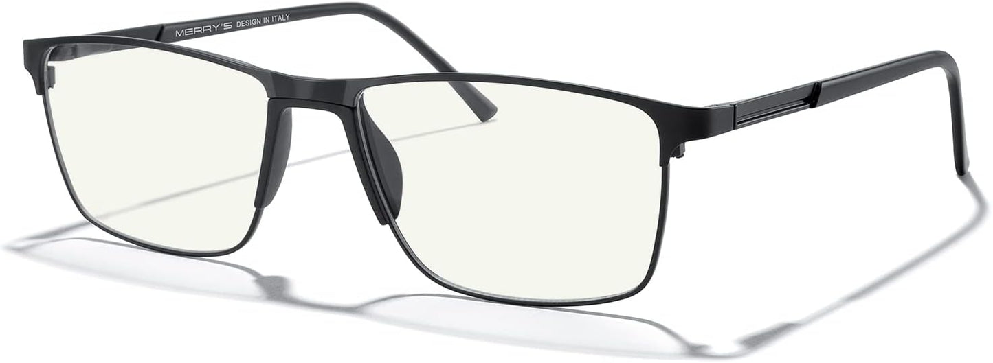 MERRY'S Fashion Blue Light Blocking Glasses - Reading Glasses Metal Frame Spring Hinge Readers for Men Eyeglasses