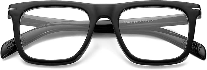 NIDOVIX Trendy Square Blue Light Blocking Glasses for Men Women, Fashion Frame Non-prescription Computer Glasses (Black)
