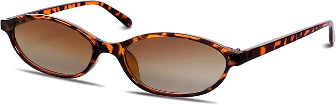 Retro Oval Sunglasses for Women Chic Cat Eye 90s Sunnies Lightweight Narrow Shades Trendy UV protection Sun Glasses