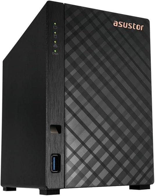 Asustor Drivestor 2 Gen 2 AS1202T, 2 Bay NAS, Quad-Core 1.7GHz CPU, 2.5GbE Port, 1GB DDR4, 3 USB 3.0, Network Attached Storage for Personal and Home Cloud Backup (Diskless)