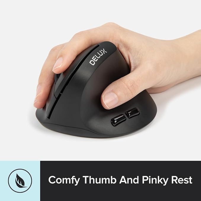 DELUX Ergonomic Mouse Wireless for Small Hands, Vertical Mouse for Carpal Tunnel, Mini Mouse, 4000 DPI, 6 Buttons, 2.4G Wireless,75g Lightweight, Compatible with Window, MacOS,Laptop(M618Air GX-Black)