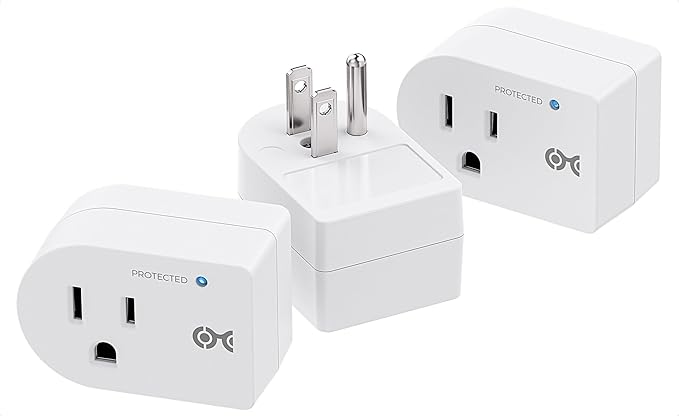 [ETL Listed] Cable Matters 3-Pack Non-Blocking 750 Joules (500V Clamping Voltage) Single Outlet Surge Protector, 15A / 1875W, Wall Surge Protector Outlet, White