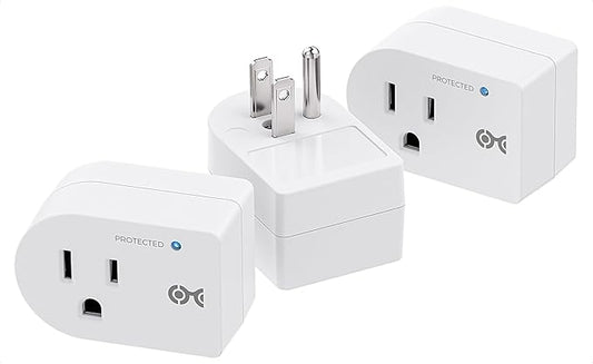 [ETL Listed] Cable Matters 3-Pack Non-Blocking 750 Joules (500V Clamping Voltage) Single Outlet Surge Protector, 15A / 1875W, Wall Surge Protector Outlet, White
