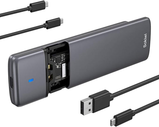 M.2 NVMe SATA SSD Enclosure Adapter Tool-Free,Sokiwi USB 3.2 Gen2 10Gbps External to USB PCI-E 6Gbps SATA M-Key / B+M Key, NVMe Reader Support UASP Trim for SSDs 2230/2242/2260/2280