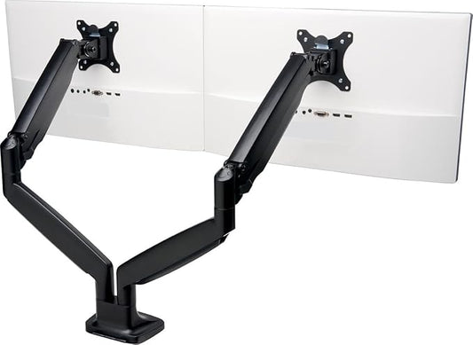 Kensington SmartFit One‑Touch Height Adjustable Dual Monitor Arm – Ergonomic Gas‑Spring Articulating Arm, Supports 13–34″ Monitors Cable Management, C‑Clamp/Grommet Mount – Black (K59601WW)