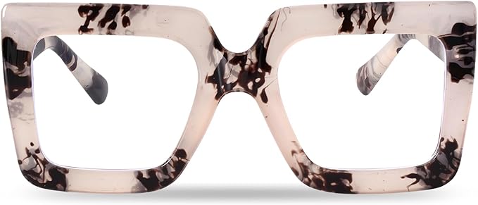 hoyuwak Oversized Square Blue Light Glasses Big Frame Computer Eyewear Thick Fashion Clear Glasses for Women Fashion