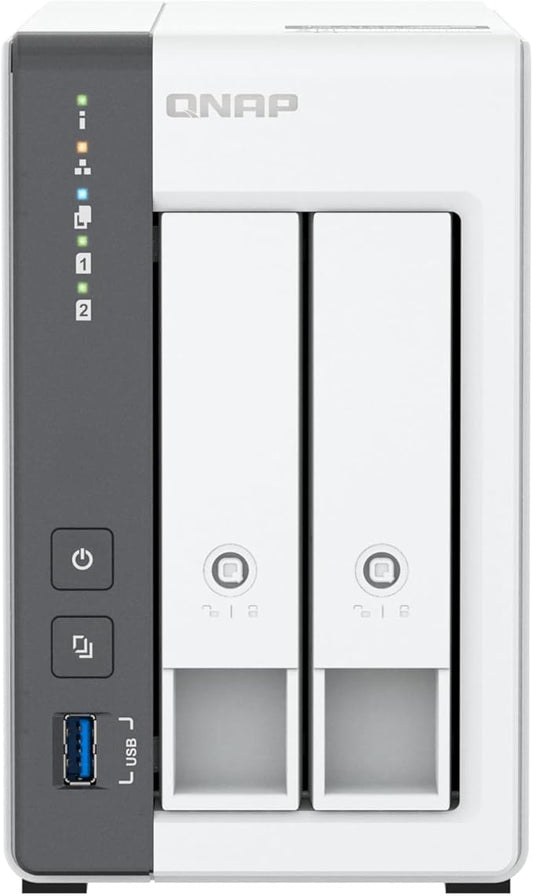 QNAP TS-216G-US - The Most Affordable 2-Bay 2.5GbE Desktop NAS, Equipped with ARM Cortex-A55 Quad-Core CPU, Built-in NPU and 4GB DDR4 RAM (Diskless)