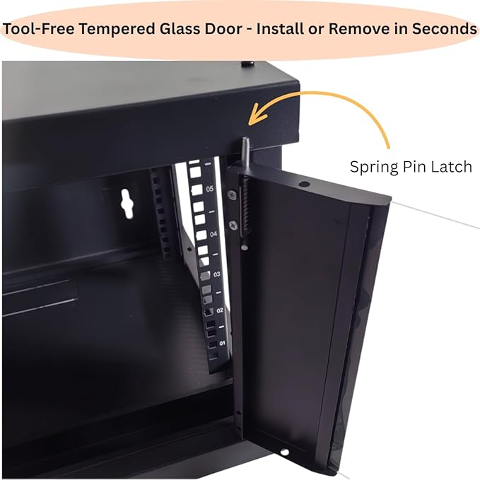 6U Server Cabinet for Home Office, Wall Mount Network Rack Enclosure for 19” IT and A/V Equipment with Lockable Glass Door, Removable Side Panels, Computer Data Networking Equipment