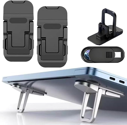 2PCS Laptop Stand Portable,Adjustable Laptop Riser, Ergonomic Cooling Mini Invisible Notebook Stand Riser for Desk Computer Keyboard MacBook (Black)