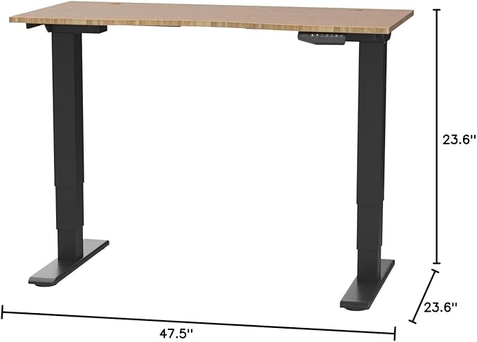 FlexiSpot E6 Bamboo 3-Stage Dual Motor Electric Standing Desk 48 x 24 Sit Stand Up Desk, Holds 220 lbs, Adjustable Height w/ Memory Presets, Solid Bamboo Curved Desktop & Black Frame, Ships in 2 Boxes