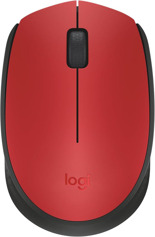 Logitech M170 Wireless Mouse for PC, Mac, Laptop, 2.4 GHz with USB Mini Receiver, Optical Tracking, 12-Months Battery Life, Ambidextrous - Red