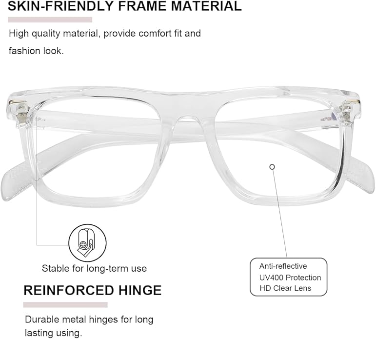 Gleyemor Blue Light Glasses for Men Women Trendy Square Frame Blue Light Blocking Lens Computer Glasses