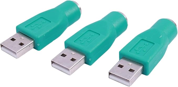 VizGiz 3 Pack USB to PS2 Adapter Older Keyboard and Mouse PS/2 6Pin Jack Connector to Computer USB 4Pin Type A Port Plug Converter for Desktop PC Laptop Notebook Without PS-2 Interface
