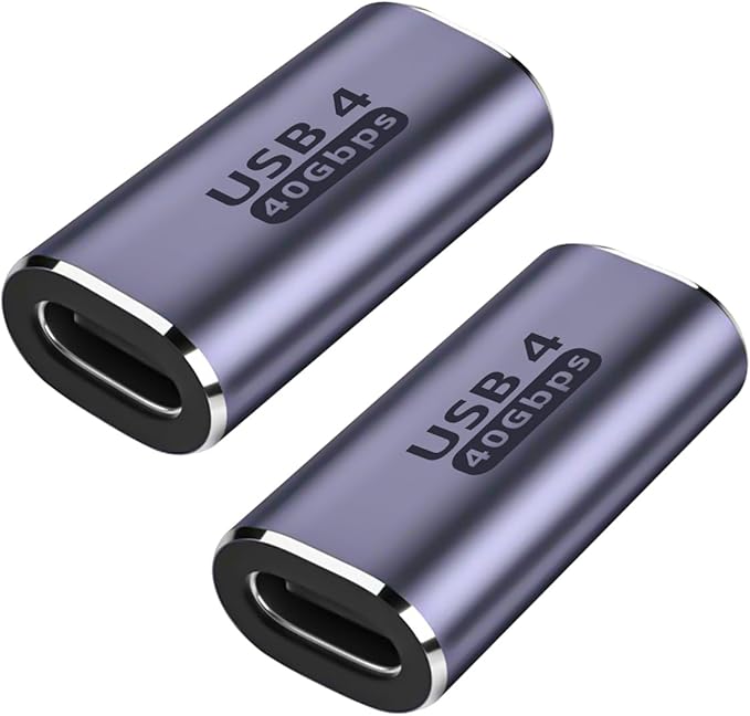 USB C Female to Female Adapter,USB c Coupler Female to Female 100W Power Delivery, 40Gbps USB c to c Female with 8K 60Hz Video Display Compatible for iPad, MacBook,Thunderbolt 4/3 (2Pack)
