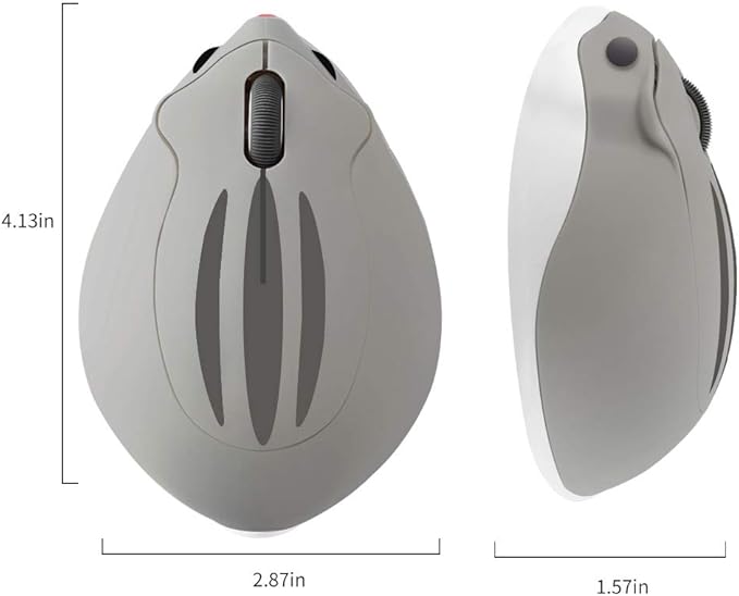 elec Space Cute Animal Hamster Shape Wireless Mouse - Silent, 3-Button Design for Laptop & PC; Includes Random Color Cable Clip - Perfect Computer Mouse-Grey