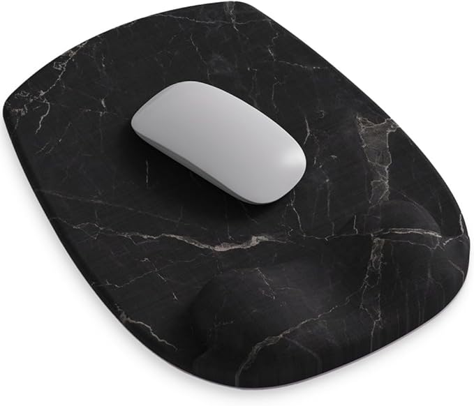 ErgoFlow Gel Wrist Rest Mouse Pad-Ergonomic Cushion for Desk, Cute Aesthetic Computer Decor for Women,Small Mousepad Mat&Laptop Pads-Office,Home Wireless Support&Ergo Accessories (08Black Marble)