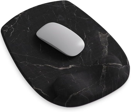 ErgoFlow Gel Wrist Rest Mouse Pad-Ergonomic Cushion for Desk, Cute Aesthetic Computer Decor for Women,Small Mousepad Mat&Laptop Pads-Office,Home Wireless Support&Ergo Accessories (08Black Marble)