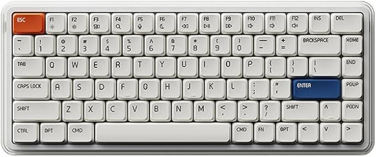 MelGeek O2 Wireless Mechanical Quiet Keyboard for Work, 75% Compact Office Keyboard, Low Profile, with Hot-Swappable and Pre-lubed Linear Switches,Bluetooth/2.4 GHz/USB-C for Mac Windows Linux