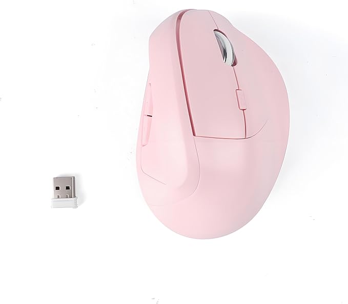Wireless Ergonomic Vertical Mouse - Silent Clicks, Comfortable Grip & Carpal Tunnel Relief - Ideal for Office Work, Home Use & Multi-Device Compatibility (Pink)